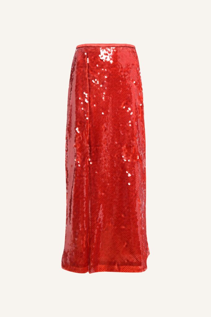 red midi sequin skirt special occasion style