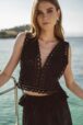 black summer embroidery top occasion wear