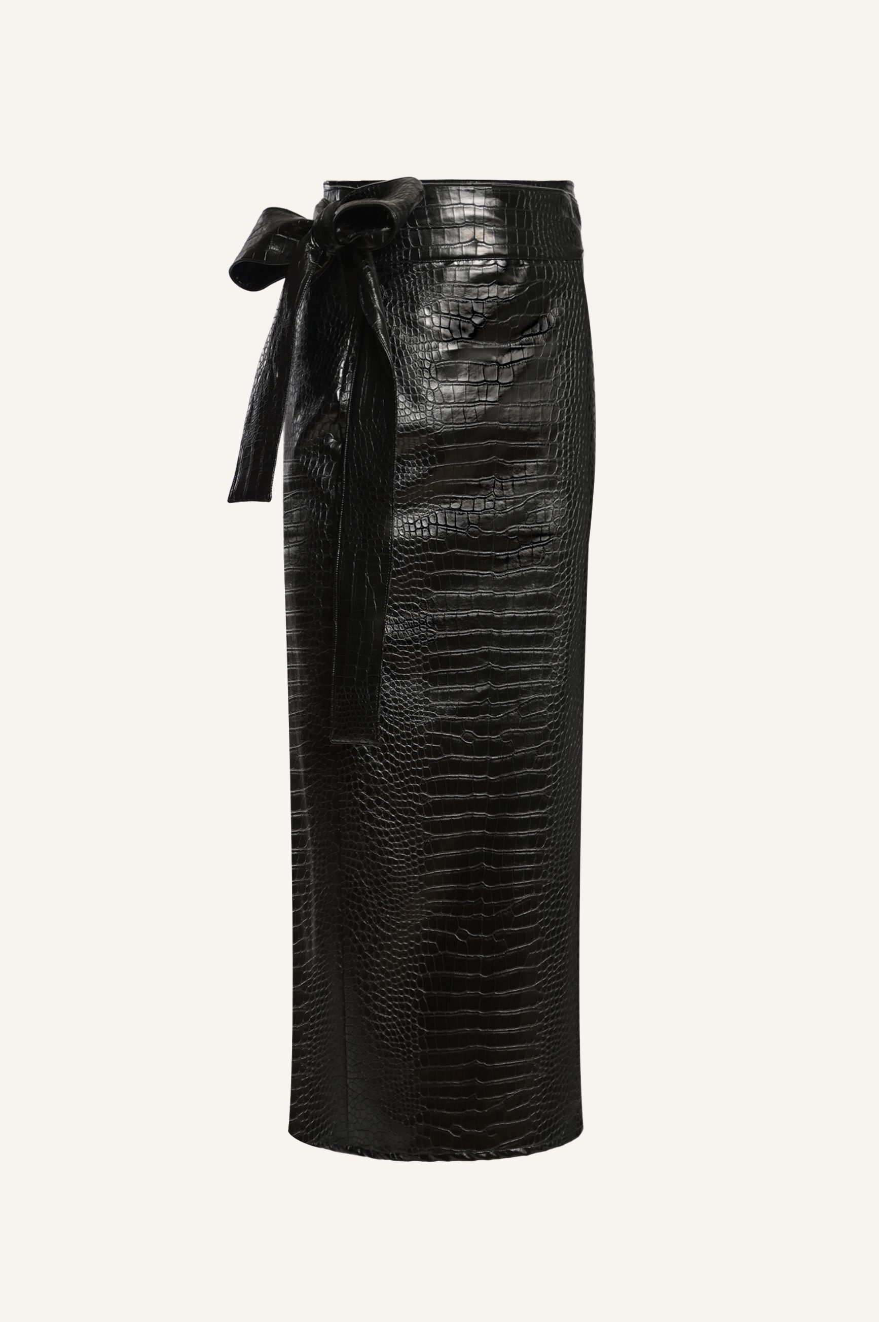maurh midi foysta dernatinh kroko ,black leather skirt