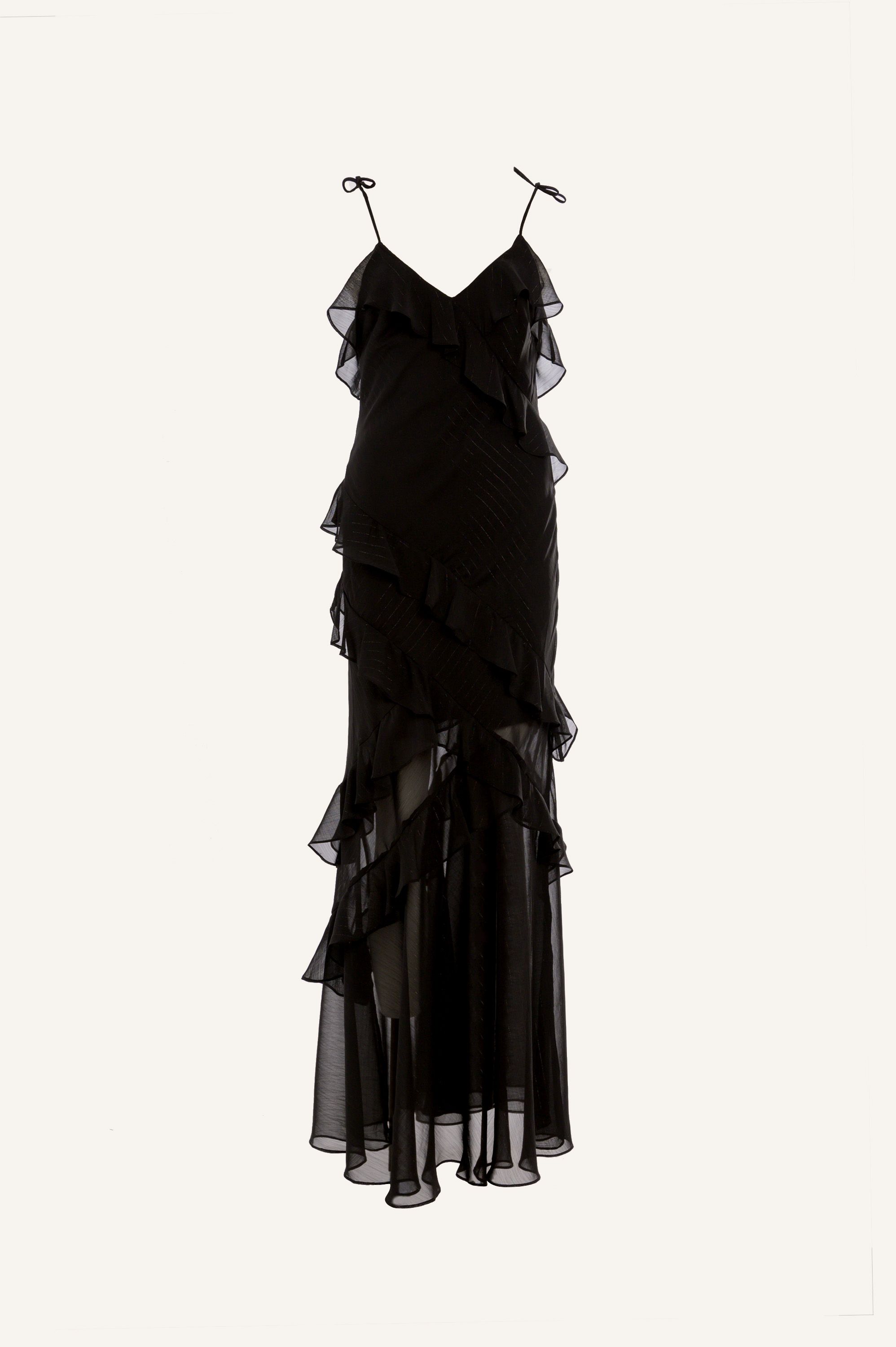 vradino maxi forema mavro gia kalh peristash,black maxi dress with ruffles special occasion dress