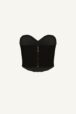 evening wear black bustier top,luxury clothing, vradino mavro mpoysto ,party dressing